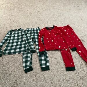 Kids Pajamas Set - Green Plaid and Red Star Rachel Parcell
